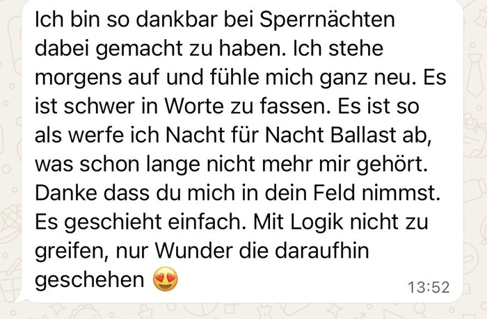 WhatsApp-Nachricht einer Kundin nach den Sperrnächten